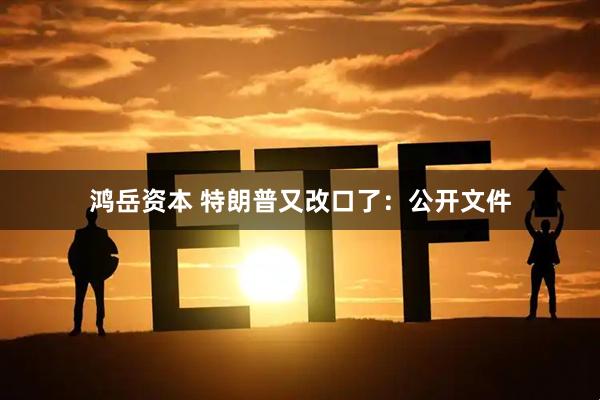 鸿岳资本 特朗普又改口了：公开文件
